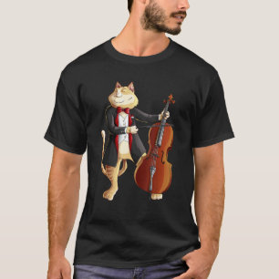 Camiseta Gato Legal Tocando Violoncelo Plaquinha de Gatinho