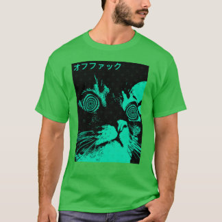 Camiseta Gato legal Vaporwave estilo urbano japonês neon me