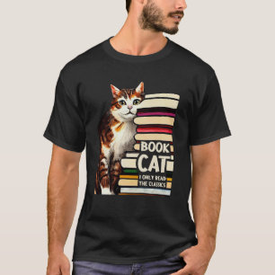 Camiseta Gato Leitor de Livros Estudante Gatinho