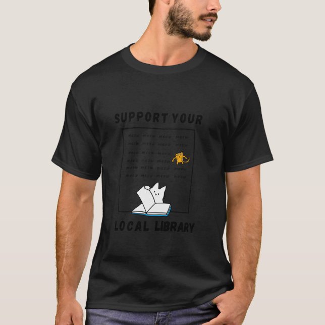 Camiseta Gato Leitores de Livros da Biblioteca Local Divert (Frente)