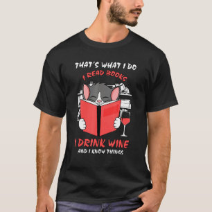 Camiseta Gato Leitura Livros Bebe Vinho