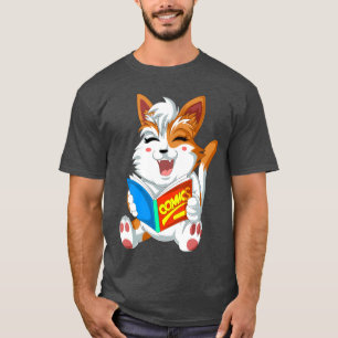 Camiseta Gato Lendo Histórias em quadrinhos Gato Grito Lend