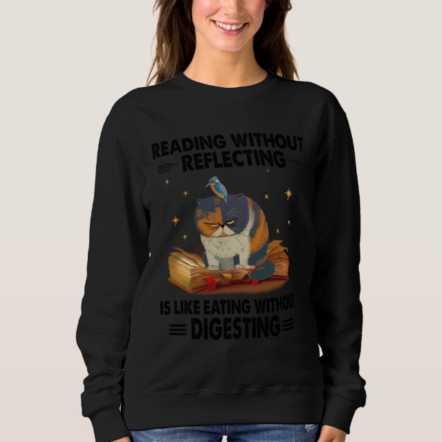 Camiseta Gato lendo sem refletir livro rabugento (Frente)