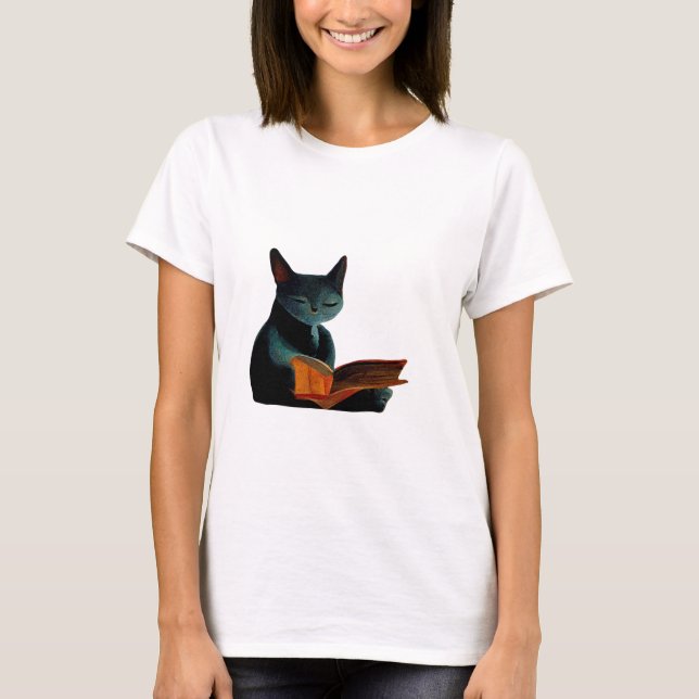 Camiseta Gato lendo um livro (Frente)