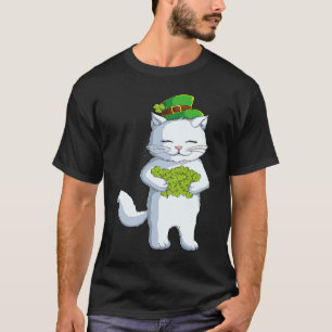 Camiseta Gato Leprechaun Feliz Dia de São Patrício Trevo Ir