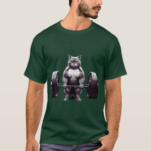 Camiseta Gato Levanta Peso Engraçado Powerlifting Academia
