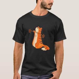 Camiseta Gato Levantando Peso Academia Fitness Gato