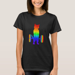 Camiseta Gato Lgb Levantamento de Peso Potência Orgulho Gay