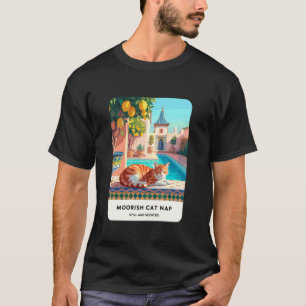Camiseta Gato Limão Pátio Marroquino Piscina Relaxar Calmo