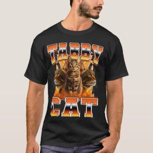 Camiseta Gato Listrado Gato Laranja Chamas Estilo Bootleg 9