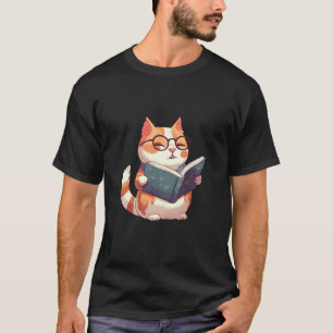 Camiseta Gato Livresco de Óculos Fofo & Desenho Intelectua