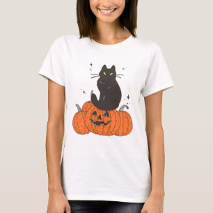 Camiseta Gato Louco De Dia De Ação De Graças Com Pumpki