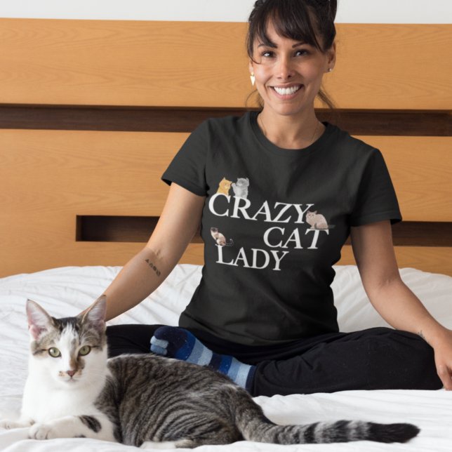 Camiseta Gato Louco e Engraçado Lady Women's (Criador carregado)