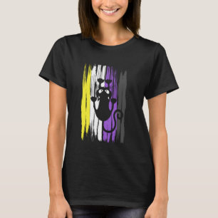 Camiseta Gato Louco Subindo Orgulho Não Binário Enby Divert