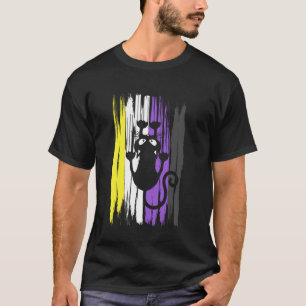 Camiseta Gato Louco Subindo Orgulho Não Binário Enby Divert