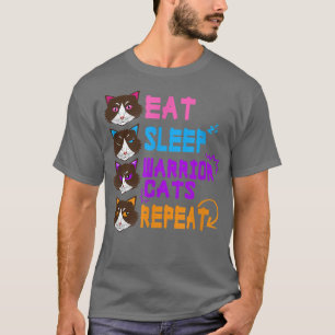 Camiseta Gato Lover Design Coma Sono Gato Guerreiro Repete 