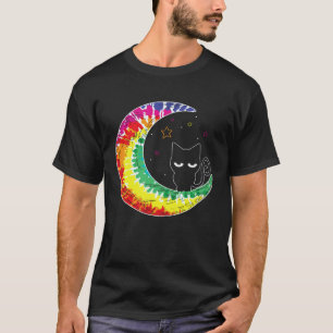 Camiseta Gato Lua Crescente Tie Dye Gato Malcriado