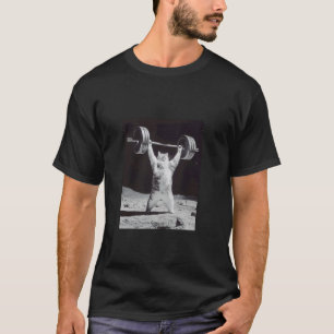 Camiseta Gato Lunar Levantamento de Peso Presente Divertido