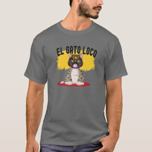 Camiseta Gato Luta El Gato Loco Engraçado Gato Mexicano Lo
