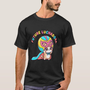 Camiseta Gato Lutadora do Futuro Kawaii Máscara de Luta Fof