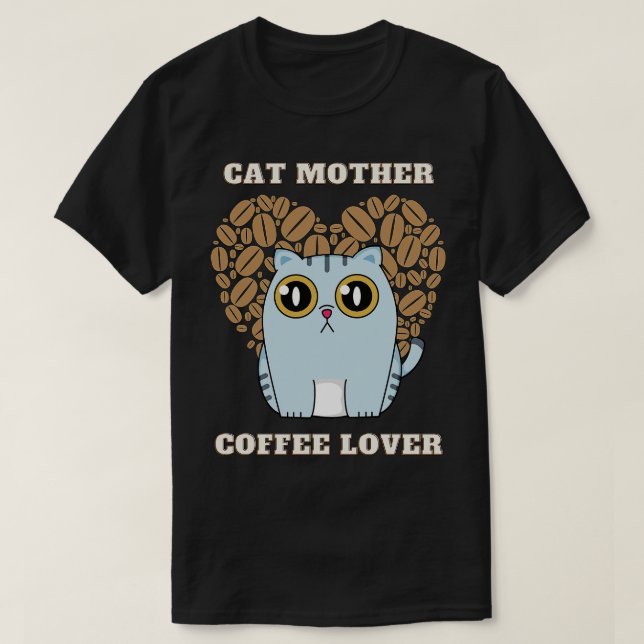 Camiseta Gato mãe amante do café 211 (Frente do Design)