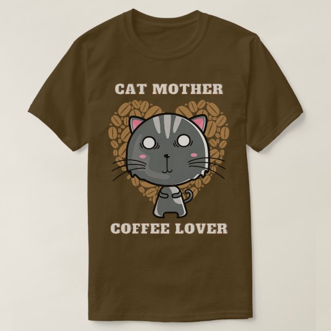 Camiseta Gato mãe amante do café 250 (Frente do Design)