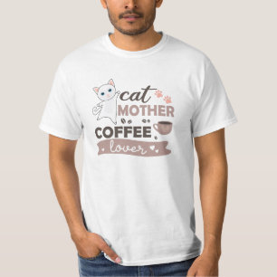 Camiseta Gato Mãe Café Amante Gatos Brancos Bonitos