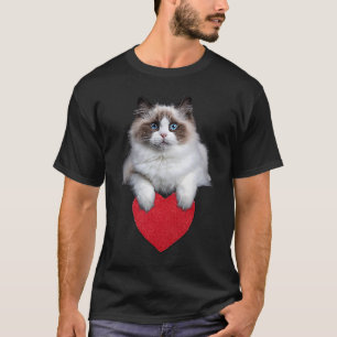 Camiseta Gato Mãe Gato Pai Gato Realista Segurando Coração