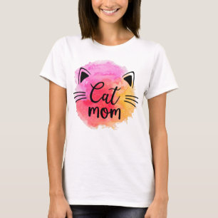 Camiseta Gato, mãe, rosto colorido de gato
