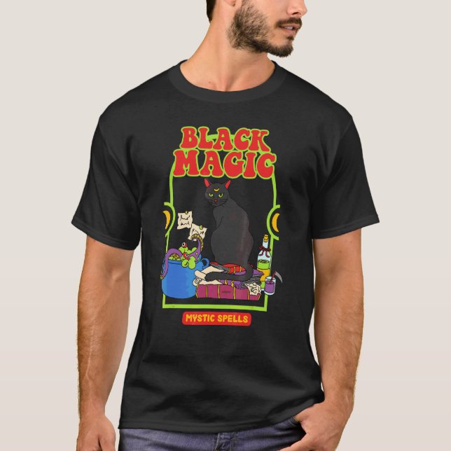 Camiseta Gato Magia Negra Feitiços místicos (Frente)