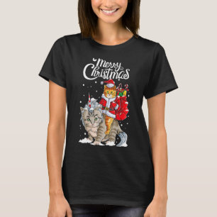 Camiseta Gato Mágico de Natal Feliz e Feliz