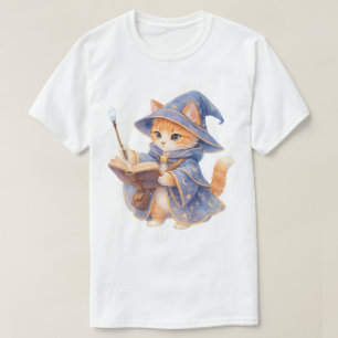 Camiseta Gato Mago com um Livro de Feitiços