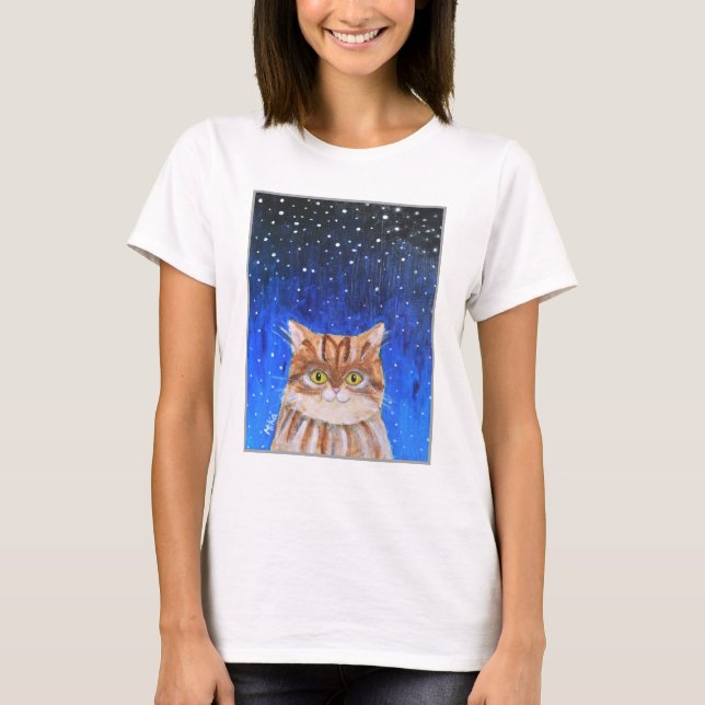 Camiseta Gato Magro Palha Marrom Tabby Cat Lover Art (Frente)