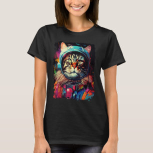 Camiseta Gato Maine Coon Astronauta Espacial Pop Art