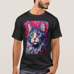 Camiseta Gato Maine Coon Coração Pop Art