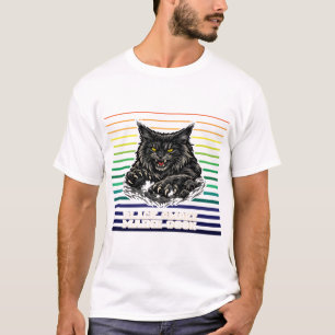 Camiseta Gato Maine Coon Fumaça Preta Arte de Mascote Feroz