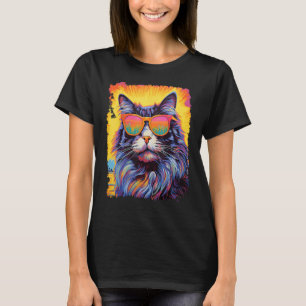 Camiseta Gato Maine Coon Havaiano Pop Art