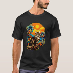 Camiseta Gato Maine Coon Havaiano Tropical Presente para Mã