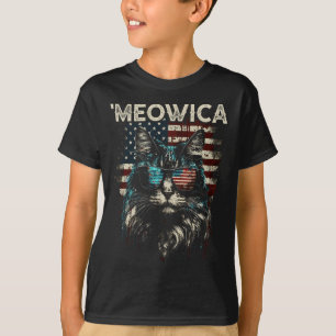 Camiseta Gato Maine Coon Patriótico América