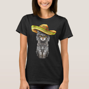 Camiseta Gato Maine Coon Sombrero Mexicano Veterinária Gati