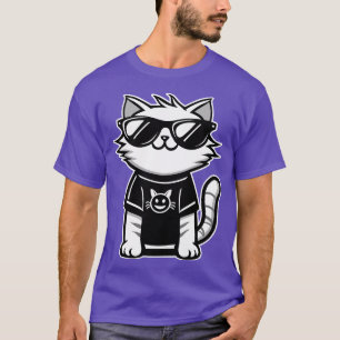 Camiseta Gato mais legal do mundo com óculos de sol Roxo
