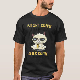 Camiseta Gato Mal-Humorado Antes do Café Eu Odeio a Todos D