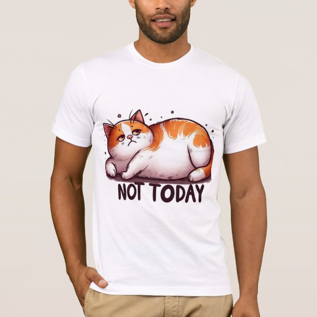 Camiseta Gato Mal-Humorado Desenho Não Hoje (Frente)