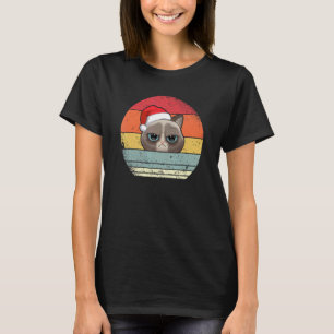 Camiseta Gato Mal-Humorado Meowy Gato Natal Retro Pai de Ga
