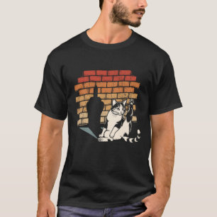 Camiseta Gato Malcriado Lambe Perna Sombra Dedo Retro Pared