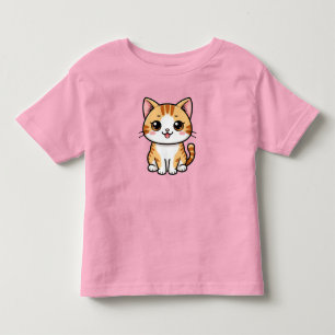 Camiseta Gato Malhado Laranja de Desenho Fofo
