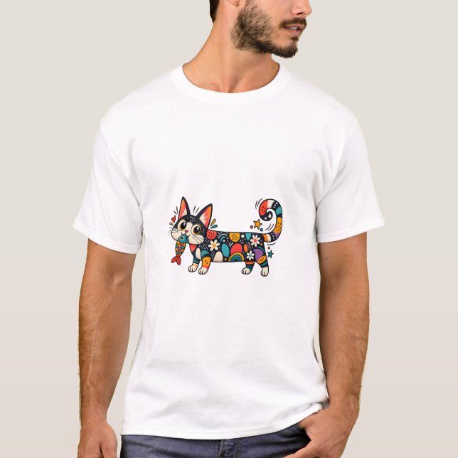 Camiseta Gato Maluco com Estampas (Frente)