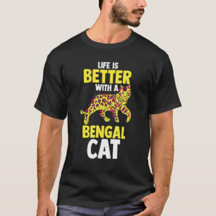 Camiseta Gato  Mamãe Gata  Com Um Gato Bengal