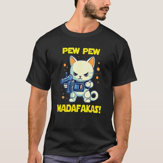 Camiseta Gato Maneki Neko Astronauta Espacial Pew Madafakas (Frente)