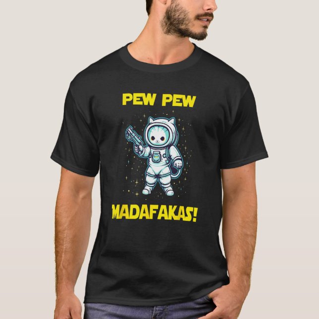 Camiseta Gato Maneki Neko Astronauta Espacial Pew Madafakas (Frente)